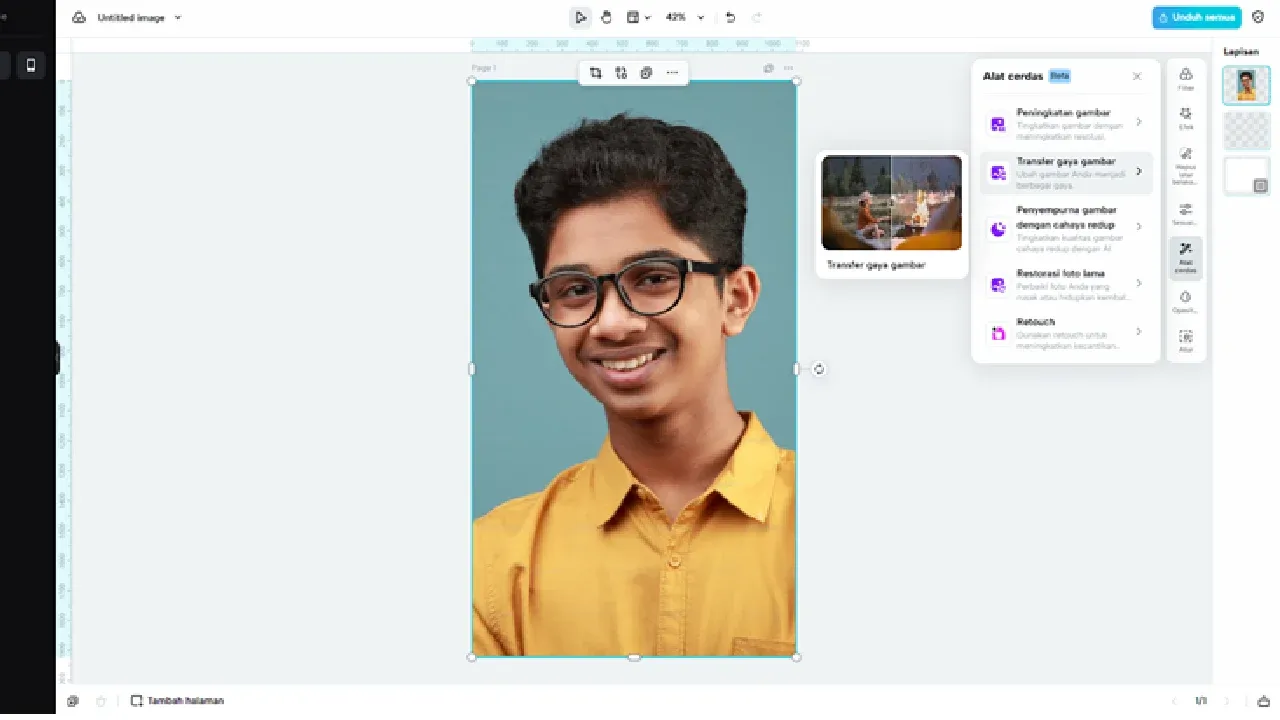 Pilih Transfer Gaya Gambar untuk mengubah foto menjadi grafis kartun yang menarik untuk newsletter