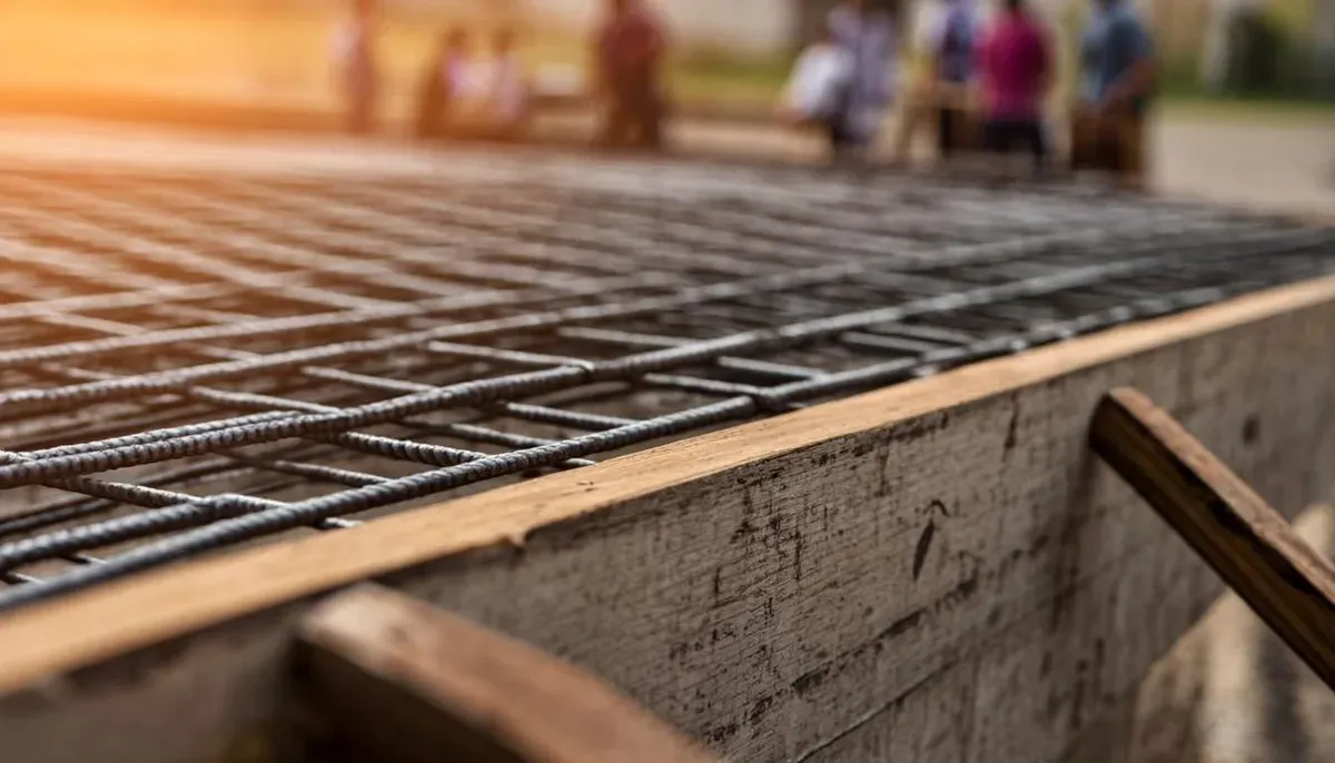 Proses pengecoran dak beton dengan bekisting dan tulangan terlihat rapi