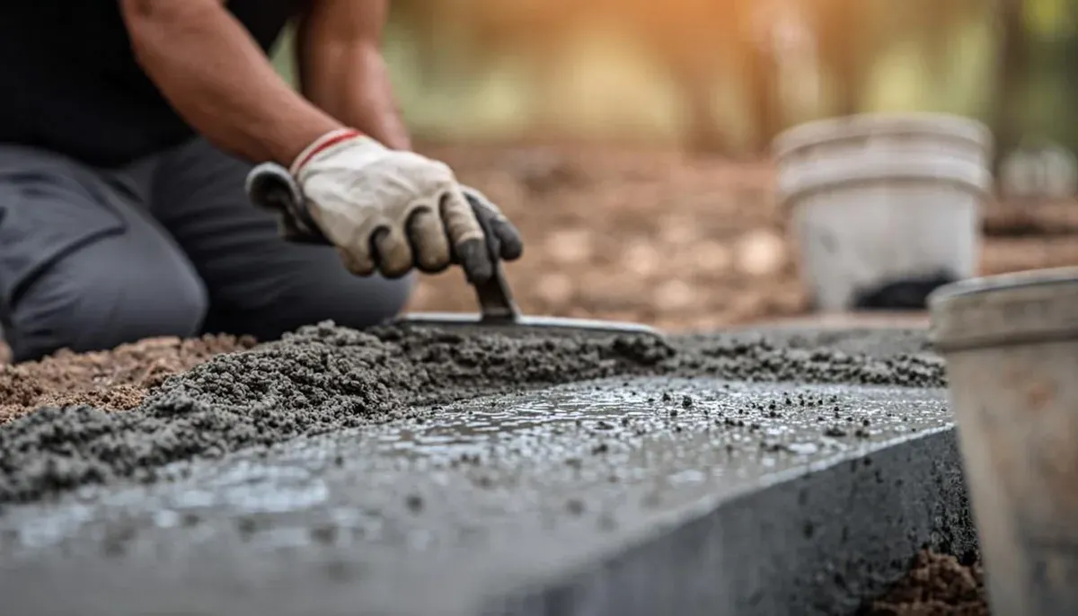 Permukaan dak beton yang sedang dibersihkan dan dipoles sebelum coating