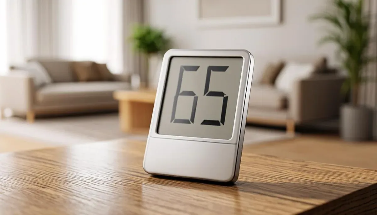 Alat hygrometer digital menampilkan tingkat kelembapan ruangan