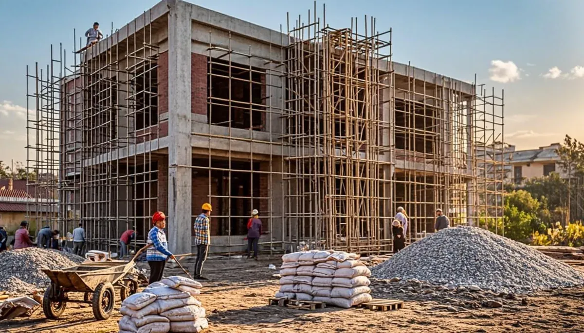 Barisan rumah subsidi tahap baru dengan papan proyek developer di area pemasaran