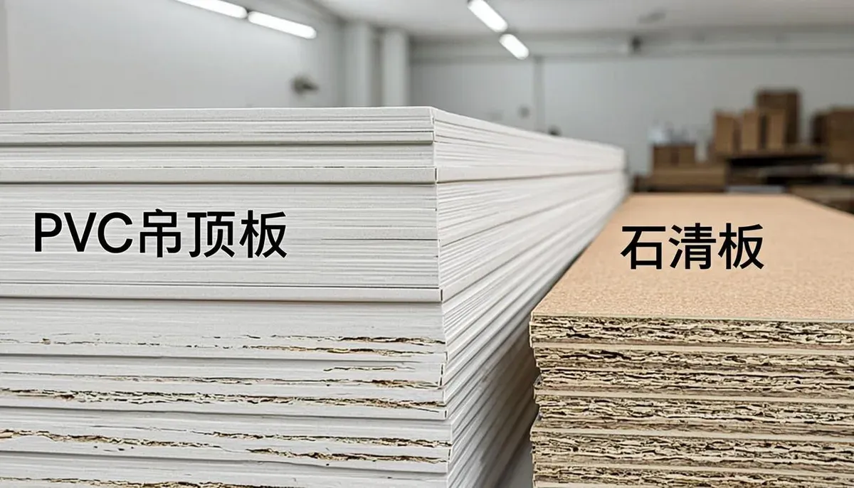 Perbandingan panel plafon PVC putih dan lempeng gypsum di ruang kerja