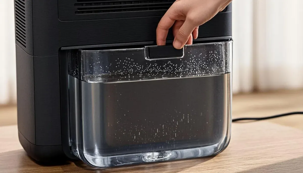 Tangki air dehumidifier ditarik keluar untuk dikosongkan
