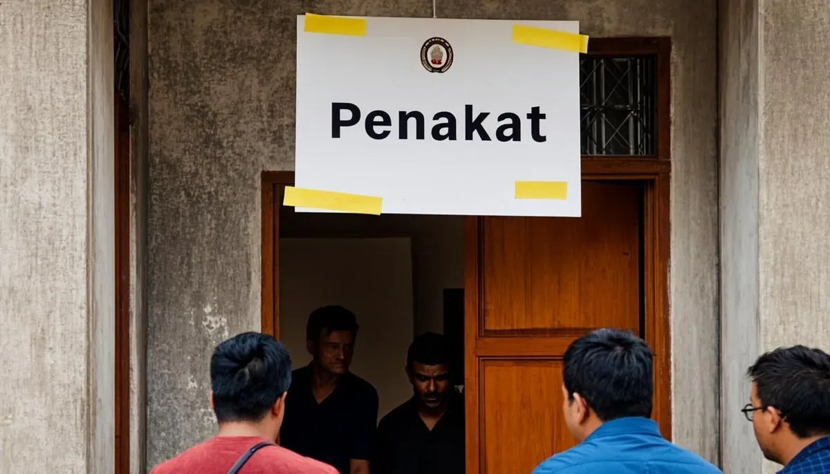 Pintu rumah subsidi disegel dengan papan pemberitahuan resmi