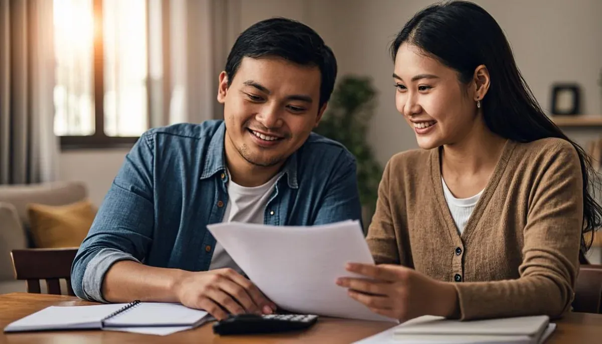 Calon pemilik rumah menyerahkan berkas syarat KPR subsidi di meja bank penyalur